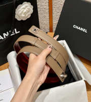 Uubags Chanel Leather Belt In Calfskin & Metal Dark Beige & Silver 2.5cm - 4