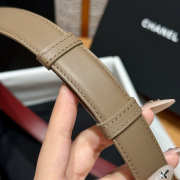 Uubags Chanel Leather Belt In Calfskin & Metal Dark Beige & Silver 2.5cm - 2