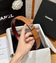 Uubags Chanel Leather Belt In Calfskin & Metal Brown & Silver 2.5cm - 5