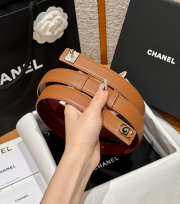 Uubags Chanel Leather Belt In Calfskin & Metal Brown & Silver 2.5cm - 4