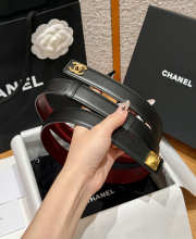 Uubags Chanel Leather Belt In Calfskin & Metal Black & Gold 2.5cm - 2
