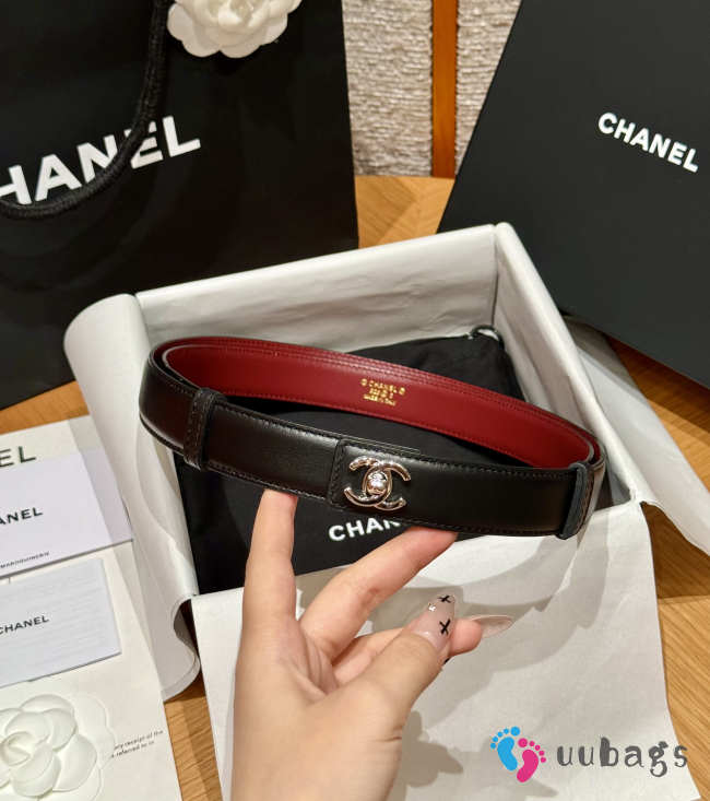 Uubags Chanel Leather Belt In Calfskin & Metal Black & Silver 2.5cm - 1