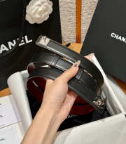 Uubags Chanel Leather Belt In Calfskin & Metal Black & Silver 2.5cm - 3