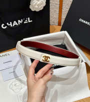 Uubags Chanel Leather Belt In Calfskin & Metal White & Gold 2.5cm - 1
