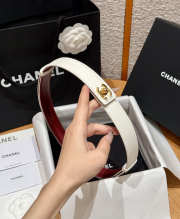 Uubags Chanel Leather Belt In Calfskin & Metal White & Gold 2.5cm - 4