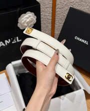 Uubags Chanel Leather Belt In Calfskin & Metal White & Gold 2.5cm - 3