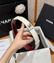 Uubags Chanel Leather Belt In Calfskin & Metal White & Silver 2.5cm - 6