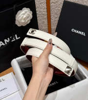 Uubags Chanel Leather Belt In Calfskin & Metal White & Silver 2.5cm - 2