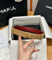 Uubags Chanel Leather Belt In Suede & Metal Dark Beige & Gold 2.5cm - 1