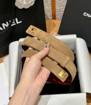 Uubags Chanel Leather Belt In Suede & Metal Dark Beige & Gold 2.5cm - 5
