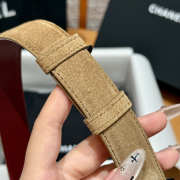 Uubags Chanel Leather Belt In Suede & Metal Dark Beige & Gold 2.5cm - 2