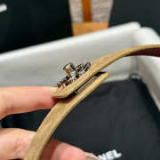 Uubags Chanel Leather Belt In Suede & Metal Dark Beige & Silver 2.5cm - 6