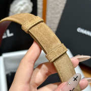 Uubags Chanel Leather Belt In Suede & Metal Dark Beige & Silver 2.5cm - 4
