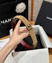 Uubags Chanel Leather Belt In Suede & Metal Dark Beige & Silver 2.5cm - 2