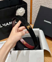 Uubags Chanel Leather Belt In Suede & Metal Black & Gold 2.5cm - 2