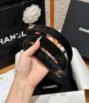 Uubags Chanel Leather Belt In Suede & Metal Black & Silver 2.5cm - 5