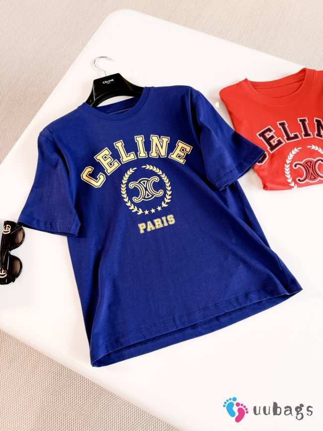 Uubags Celine T-shirt in cotton jersey blue cycliste - 1