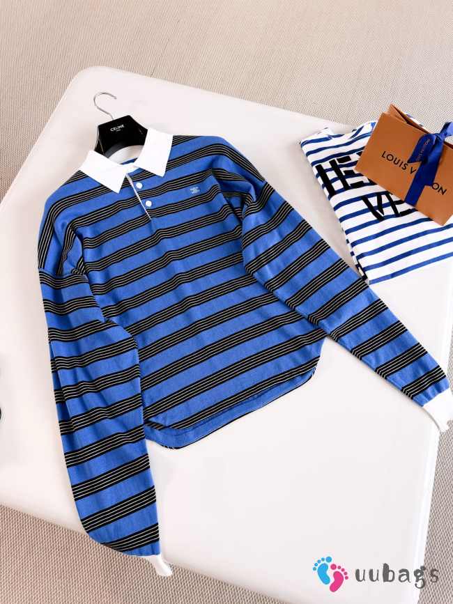 Uubags Celine polo in striped cotton blue/white/black - 1