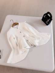 Uubags Dior Peplum Jacket Ecru Virgin Wool-Blend Knit Embroidered with Silver-Tone Sequins - 1