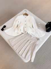 Uubags Dior Peplum Jacket Ecru Virgin Wool-Blend Knit Embroidered with Silver-Tone Sequins - 6