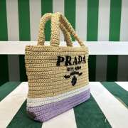 Uubags Prada Small Crochet Tote Bag In Alabaster/ Purple 24x8x24cm - 3