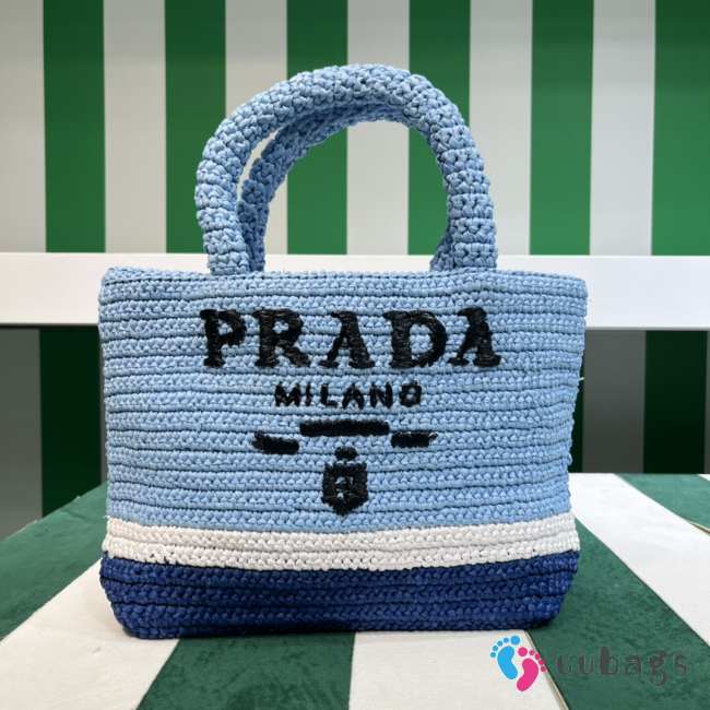 Uubags Prada Small Crochet Tote Bag In Blue 24x8x24cm - 1