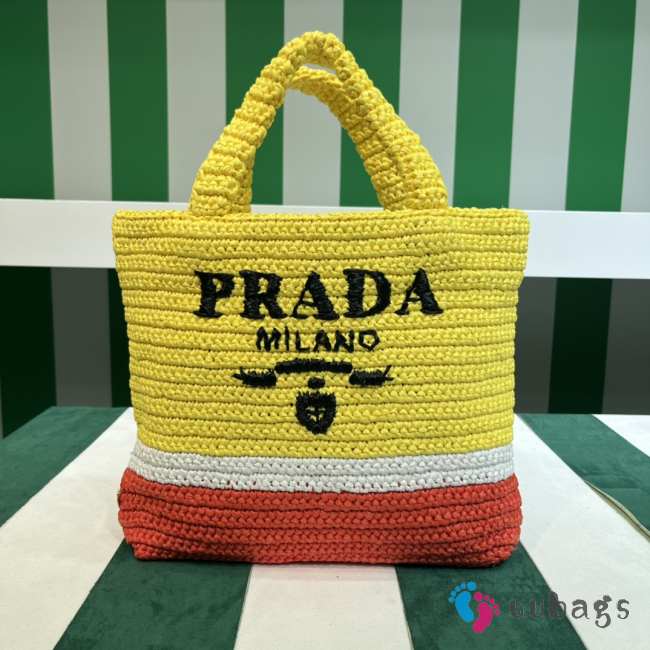 Uubags Prada Small Crochet Tote Bag In Yellow/ Orange 24x8x24cm - 1