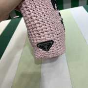 Uubags Prada Crochet Tote Bag Pink Raffia 24x8x24cm - 4