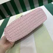 Uubags Prada Crochet Tote Bag Pink Raffia 24x8x24cm - 3