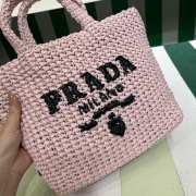 Uubags Prada Crochet Tote Bag Pink Raffia 24x8x24cm - 2