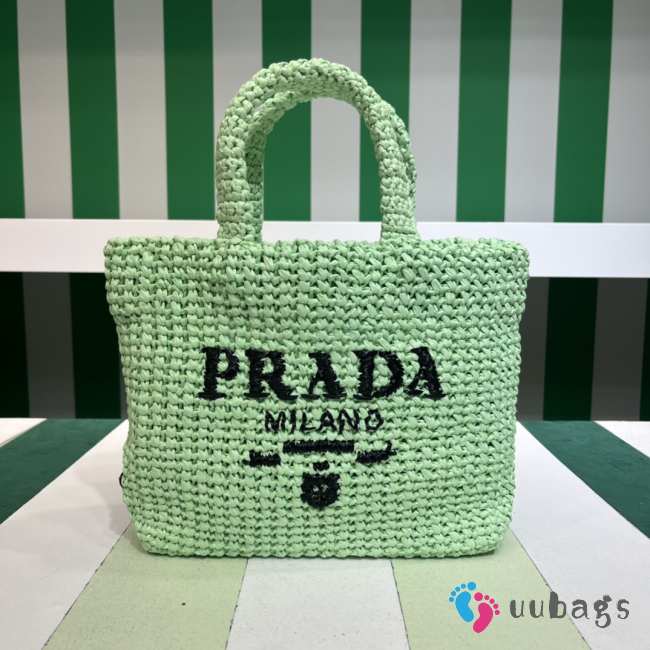 Uubags Prada Crochet Tote Bag Green Raffia 24x8x24cm - 1