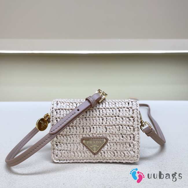 Uubags Prada crochet card holder with shoulder strap in light pink 11.5x8x2.5cm - 1