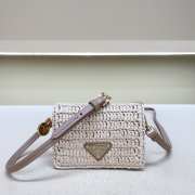Uubags Prada crochet card holder with shoulder strap in light pink 11.5x8x2.5cm - 1