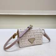 Uubags Prada crochet card holder with shoulder strap in light pink 11.5x8x2.5cm - 6
