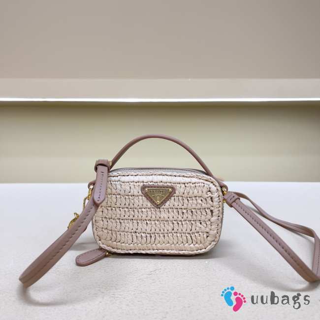 Uubags Prada crochet and leather mini-pouch in light pink 6.5x11x2.5cm - 1