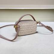 Uubags Prada crochet and leather mini-pouch in light pink 6.5x11x2.5cm - 3