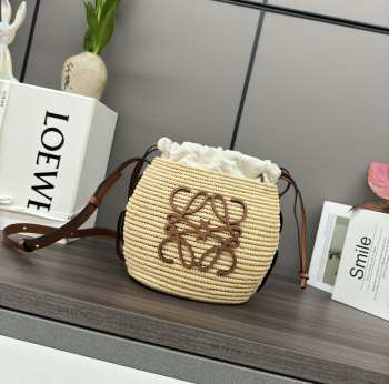 Uubags Loewe x Paula's Ibiza Beehive Basket Bucket Bag In Raffia 22x12x22cm