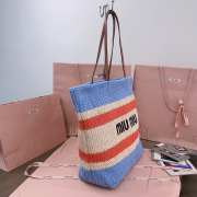 Uubags Miu Miu Large Logo Tote Bag In Blue/ Orange 40x34x16cm - 5