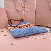 Uubags Miu Miu Raffia-effect woven tote bag lemon blue/ orange 30x38cm - 2