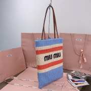 Uubags Miu Miu Raffia-effect woven tote bag lemon blue/ orange 30x38cm - 3