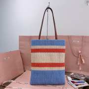 Uubags Miu Miu Raffia-effect woven tote bag lemon blue/ orange 30x38cm - 4