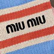 Uubags Miu Miu Raffia-effect woven tote bag lemon blue/ orange 30x38cm - 5