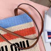 Uubags Miu Miu Raffia-effect woven tote bag lemon blue/ orange 30x38cm - 6