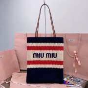 Uubags Miu Miu Raffia-effect woven tote bag lemon blue/ red/ white 30x38cm - 1