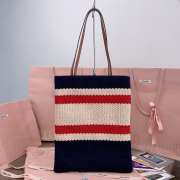 Uubags Miu Miu Raffia-effect woven tote bag lemon blue/ red/ white 30x38cm - 6