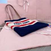 Uubags Miu Miu Raffia-effect woven tote bag lemon blue/ red/ white 30x38cm - 4
