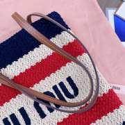 Uubags Miu Miu Raffia-effect woven tote bag lemon blue/ red/ white 30x38cm - 3