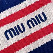 Uubags Miu Miu Raffia-effect woven tote bag lemon blue/ red/ white 30x38cm - 2