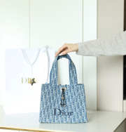 Uubags Dioriviera Small Spongy Book Tote Blue and White Spongy Dior Oblique Fabric 25.5x21.5x17cm - 1