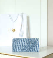 Uubags Dioriviera Small Spongy Book Tote Blue and White Spongy Dior Oblique Fabric 25.5x21.5x17cm - 6